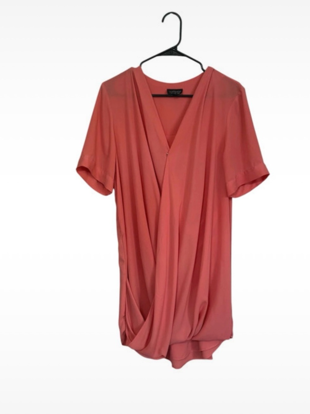 Topshop Coral Draped V-Neck Tunic